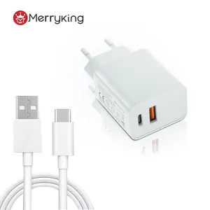 KR colokan EU KCC KC GS CE 20 W PD pengisi daya dinding USB Dual Port UL pengisi daya multifungsi 20 Watt penjualan langsung dari pabrik