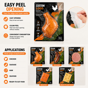 Film d'emballage sous vide thermoformé imprimé sur mesure, rouleau supérieur et inférieur pour sacs sous vide de viande, poulet, saucisses et aliments - Product Image 5