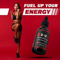 Gouttes liquides de Vitamine B12 Méthylcobalamine 5000mcg 2 fl oz Végétalien Sans gluten Action rapide OEM Marque privée