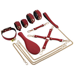 Equipo de Bondage para Parejas Adultas, Esposas de Cuero, <span class=keywords><strong>Collar</strong></span> Sexual, Paleta para Azotes, Conjunto de Restricción - Product Image 1