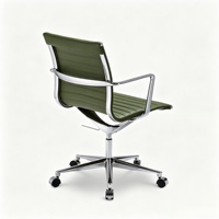 Chaise de bureau pivotante de style nordique, chaise rembourrée en cuir, structure en alliage d'aluminium, chaise de direction réglable en hauteur avec roulettes