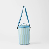 Sac isotherme de pique-nique en toile rayée bleue colorée, grand format, pour le camping, la plage et les repas en plein air, personnalisable en gros