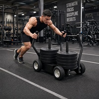 VIGFIT Équipement de fitness commercial, Traîneau de puissance à réglage par plaques de poids, avec double roue à résistance magnétique, type Tank Sled Car