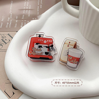 Clip Acrílico Personalizado con Diseño de Taza de Café de la Serie Coffee Old Time, Estilo Americano Vintage, para Almacenamiento de Notas y Papelería