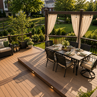 Kit complet de terrasse moderne en composite bois-plastique (WPC) pour extérieur, décoratif, avec gaufrage 3D, imperméable et lisse