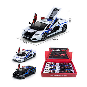 Lambor 1:24 Voiture de police en métal moulé sous pression Véhicule de <span class=keywords><strong>patrouille</strong></span> Voiture de flic avec ouverture arrière 4 portes pour enfants russes - Product Image 1