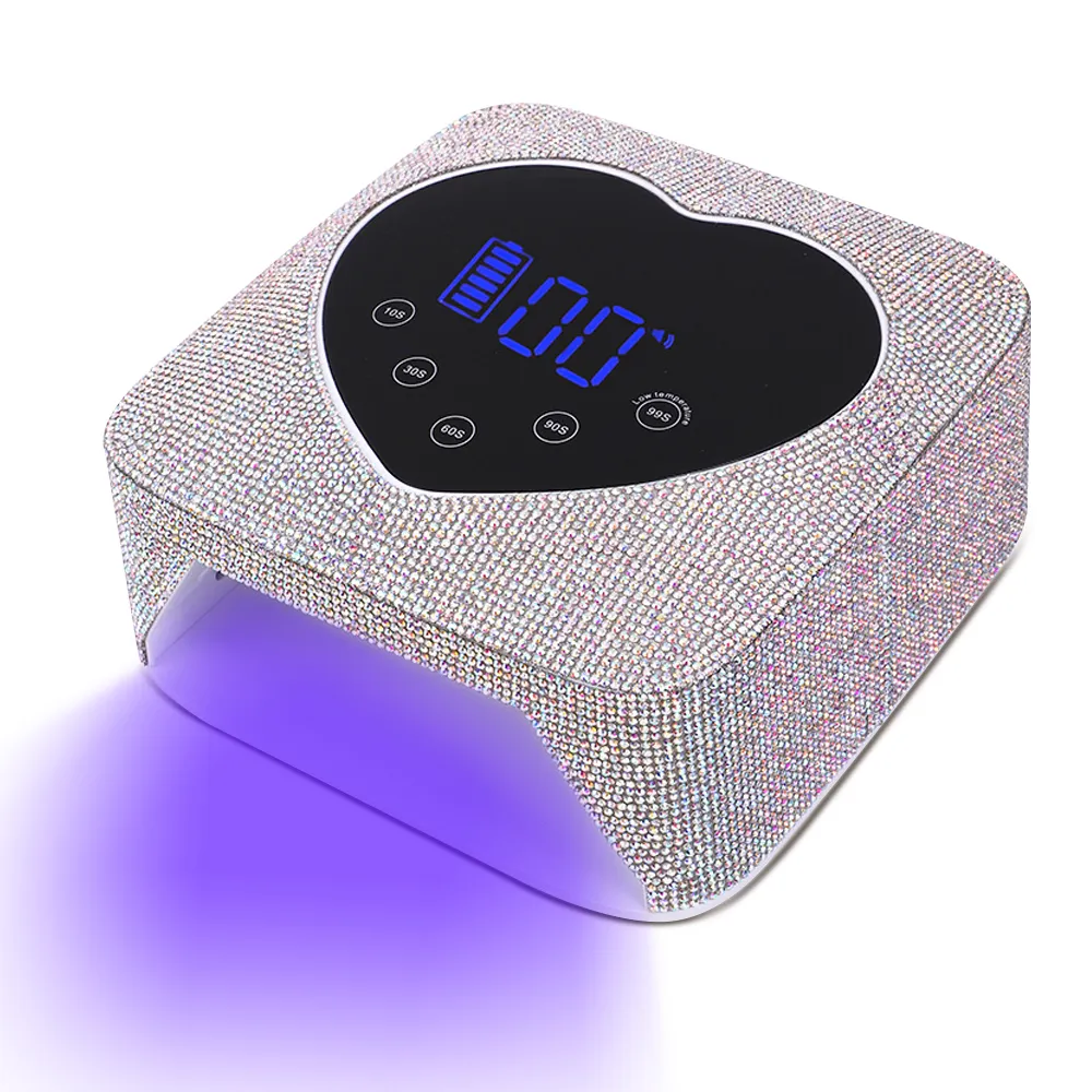 Professionele Draagbare UV-Lamp Voor Nagels Draadloze UV-Nageldroger Oplaadbare Led-Hart Diamant Nagellamp