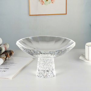 Luxury Classic Glass Engraved Cut <b>Crystal</b> Round Serving Pedestal Fruit <b>Bowl</b> Dishwasher Safe for Home Wedding Table Decor - Product Image 5