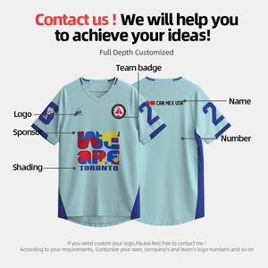 Nouvelle personnalisation d'uniforme de football en tissu jacquard de haute qualité-<span class=keywords><strong>Maillot</strong></span> de football personnalisé à col en V ample pour adolescents - Product Image 2