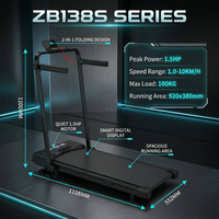 Tapis roulant électrique pliable ZB138S 1,5 CV pour mini-machine de marche de bureau, écran LED, charge maximale 100 kg, équipement de fitness à domicile