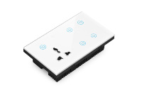 Interrupteur intelligent WiFi monté sur le mur contrôlé par l'application Tuya et prise standard britannique 10A, design luxueux, panneau en verre trempé, interrupteur intelligent