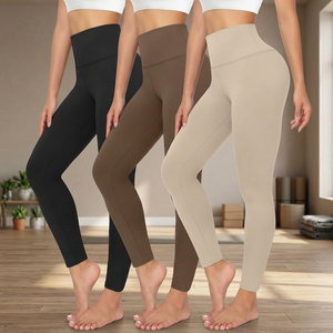 Leggings Deportivos de Cintura Alta, Sin Costuras, Hasta el Tobillo, de Color Sólido, Transpirables, de Algodón y Fibra de Bambú, para Mujer, Casuales, de Otoño, para Yoga - Product Image 2