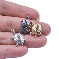Pendentif tortue hydraulique en acier inoxydable Senmei plaqué or véritable 18 carats pour la fabrication de bijoux DIY