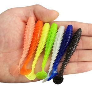 7.5cm 75mm 3.6g leurre fluorescent en stock matériel de pêche couleur unique T queue plastique souple ver d'alose leurre plastique souple - Product Image 5