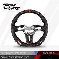 Volante de Fibra de Carbono Forjado Rojo Personalizado para Mazda 3 6 2019-2024 CX3 CX4 CX5 CX30 MX30 CX50, Accesorios Interiores para Automóvil
