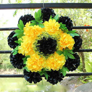 Fleurs de sacrifice, chrysanthème en soie bon marché, fleur artificielle pour funérailles, couronne pour tombe - Product Image 2