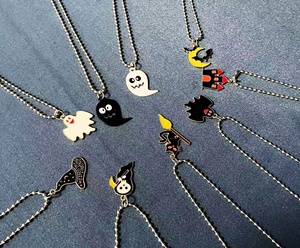Collier à breloques Série Halloween, Pendentif fait main mignon dessin animé Citrouille et Lune, Décoration suspendue B-3978 - Product Image 3