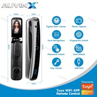 Cerraduras Inteligentes Auvinx OEM ODM, Cerradura Digital con Reconocimiento Facial, Huella Dactilar, Contraseña, NFC, Tuya WIFI y Cámara
