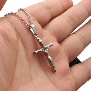 <b>Titanium</b> Steel Cross Pendant For Men Gold And Silver Color Everyday Wear Themed Pendants 3.0x60cm <b>Chain</b> Included - Product Image 5