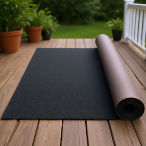 Tapis noir anthracite 6 x 30 pieds, qualité marine, avec support TPR, imperméable, pour intérieur et extérieur, maison, patio, véranda - Product Image 2