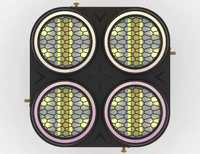 Barre lumineuse LED à quatre lentilles, RGB, activée par le son, style rétro, avec panneau en nid d'abeille et effet cheval de course, pour discothèque et bar