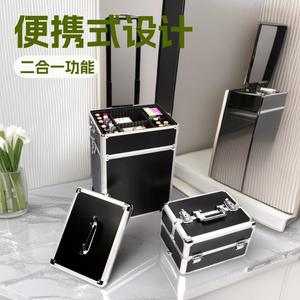 Trolley de salon professionnel, valise cosmétique à 4 roues verrouillables, boîte de rangement avec poignée amovible pour les maquilleurs - Product Image 5