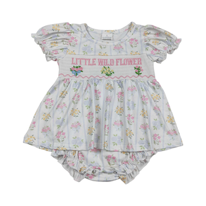 ชุดรอมเปอร์เด็กผู้หญิงลายดอกไม้ปักลาย I Love Dad แขนระบาย - Product Image 6