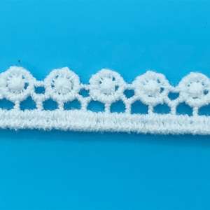 Pizzo Ricamato in Puro Cotone Idrosolubile <span class=keywords><strong>con</strong></span> Perline, Tessuto Ricamato Monofacciale <span class=keywords><strong>con</strong></span> Pois e Nappe - Product Image 3