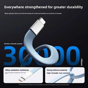 Nuevo <span class=keywords><strong>Cable</strong></span> de Carga Superrápida de Silicona de 240W con <span class=keywords><strong>Cable</strong></span> Plano, Compatible con vivo, Honor, OPPO, Tipo-C a Tipo-C Dual - Product Image 3
