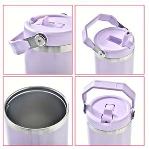 Bouteille isotherme sous vide en acier inoxydable de 30 oz, gobelet à sublimation avec paille et couvercle rabattable anti-fuite – Entrepôt américain - Product Image 6