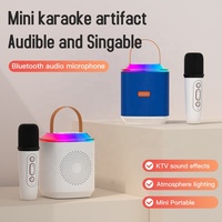 Speaker Nirkabel Portabel untuk Penggunaan di Rumah dengan Lampu LED RGB & Mikrofon Stereo Fitur Jam Komunikasi AUX untuk Audio Karaoke