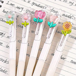 ปากกาเจลแบบแห้งเร็วรูปดอกไม้หวานแหววว0.5มม. ความกว้างในการเขียนปากกาเจลสีดำน่ารักสำหรับนักเรียน - Product Image 6