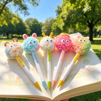 Bolígrafo de plástico simple con diseño de cabeza de peluche de dibujos animados
