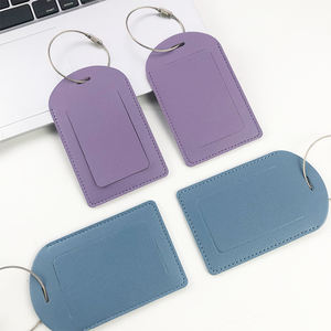 Etiquetas de nombre personalizadas, etiqueta de equipaje de cuero PU con correa, etiqueta de equipaje impresa con logotipo para recuerdo de boda, identificadores de equipaje para maletas - Product Image 4