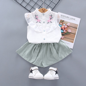 Wholesale Summer 2pcs <b>Toddler</b> Tshirt Shorts Casual Baby Pants Suits Girls Children Wear Infant Clothes Little Girls Clothing Set - Product Image 2