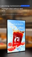 Cadre en aluminium ultra-mince verre trempé LED lumineux décoratif intérieur tenture murale magasin de thé au lait panneau d'affichage multifonction