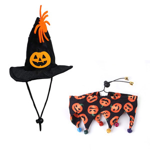 Verano invierno primavera mascota disfraz Halloween sombrero bufanda conjunto esqueleto calabaza gato capa sombrero para mascotas - Product Image 4