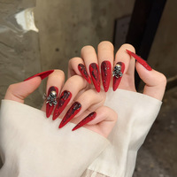 Ongles press-on gothiques de haute qualité, faciles à appliquer, faux ongles à couverture complète, OEM ODM