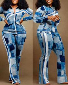 Ensemble deux pièces décontracté pour femme King Mcgreen Star : Haut imprimé à col montant zippé et pantalon droit long à manches longues – Collection Automne - Product Image 6