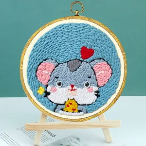 Handmade Punch Needle Kit para Adultos Com Padrões Do Zodíaco Chinês Boi para Decoração De Casa ou Presente Em Tecido De Algodão - Product Image 6