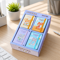 Cuaderno A7 con banda elástica Cotton Candy Kitty, rayado, 80 g/m², 80 hojas, cinta marcadora, 4 diseños, papelería Kawaii, venta al por mayor.
