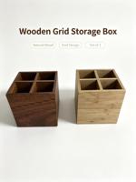 Boîte de rangement en bois à 4 compartiments, organisateur de bureau en bois massif avec séparateurs pour bijoux et bibelots