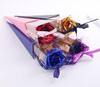 Künstliche Goldene Rosen Valentinstag Muttertag Jahrestag Geburtstagsgeschenke Galaxie-Rose Mit Band Geschenkbox