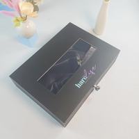 Boîte cadeau en carton noir de luxe, grand format, écologique, recyclable, avec logo personnalisé, pour extensions de cheveux