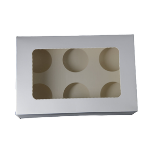 Caja para Cupcakes y Muffins de Papel Blanco de Alta Calidad, con 6 Compartimentos, Ventana Transparente Plegable, para Pasteles y Postres - Product Image 4