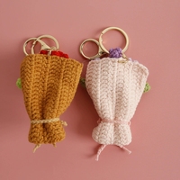 Porte-clés tournesol en coton au crochet fait main, forme 3D, écologique, durable, portable, doux et mignon pour femmes et filles, pour sac à main et clés