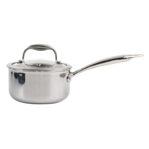 Casserole à sauce triple plis avec couvercle en verre, casserole en acier inoxydable avec poignée Stay-Cool - Product Image 1