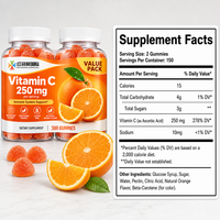 Complément alimentaire quotidien pour les vendeurs e-commerce aux États-Unis et en Europe, marque privée OEM, gommes de vitamine C, 300 unités, saveur orange