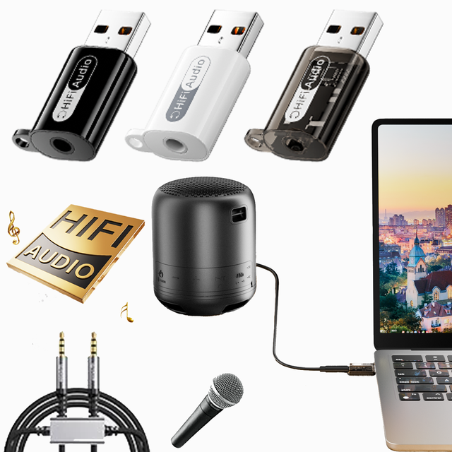 HiFi Audio Transfer 24bit 96Khz USB a Male to 3.5mm Port Female Earphone Adapter for Headphone Headset Laptop Audio Microphone