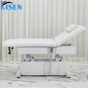 Table de massage électrique pliable Kisen grande taille, blanche, confortable, légère, en cuir synthétique pour soins du visage et extensions de cils - Product Image 5